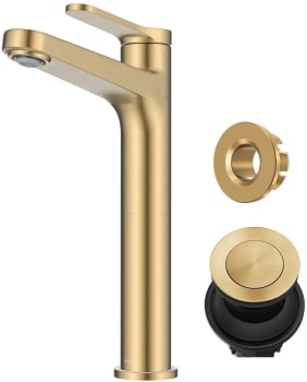 Kraus Indy™ Series KVF1410SFBB - Single Handle Vessel Bathroom Faucet in Spot-Free Brushed Brass with Pop Up Drain and Supply Lines