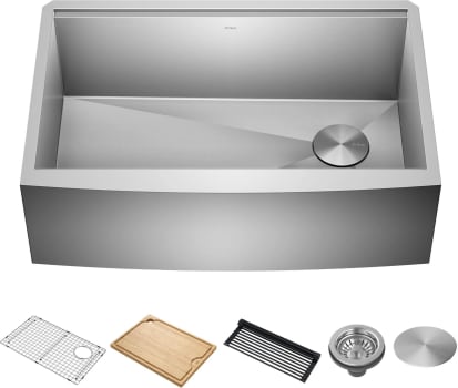 Kraus KWF21030 - Workstation 30-inch 16 Gauge Stainless Steel Single Bowl Farmhouse Kitchen Sink