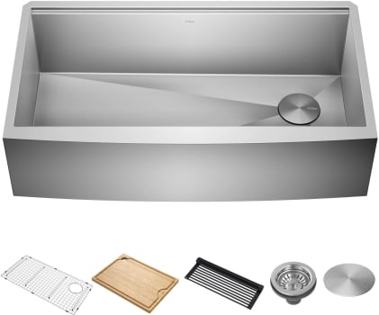 Kraus KWF21036 - 36 Inch Kore™ Workstation Farmhouse Single Bowl Kitchen Sink with, 5-Piece Chef's Kit