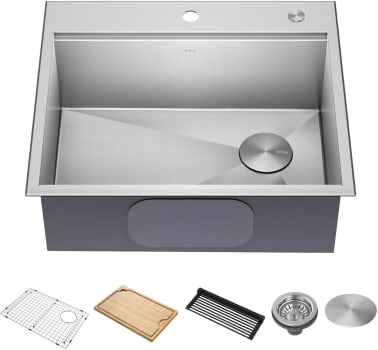Kraus KWT31125 - 25 Inch Kore™ Workstation Kitchen Sink with Five Piece Chef's Kit