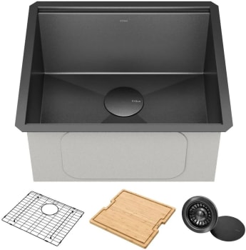 Kraus KWU110121PGM - 21 Inch Undermount Workstation Single Bowl Stainless Steel PVD Gunmetal Kitchen Sink
