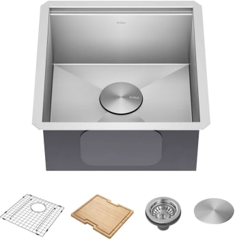 Kraus KWU11117 - 17 Inch Workstation Undermount Single Bowl Kitchen Sink with 4 Accessories