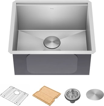 Kraus KWU11121 - 17 Inch Workstation Undermount Single Bowl Kitchen Sink with 4 Accessories