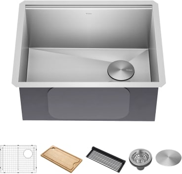 Kraus KWU11123 - 23 Inch Kore Workstation Stainless Steel Kitchen Sink with 5-Piece Chef's Kit