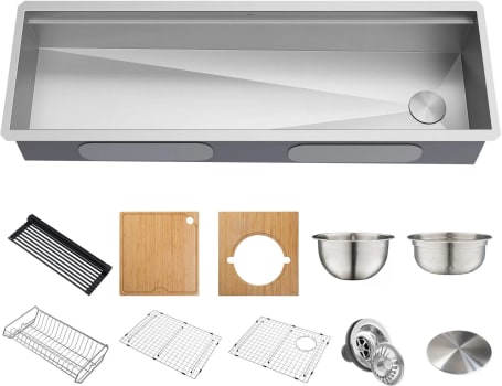 Kraus KWU21057 - 57 Inch Undermount Kore™ Workstation Single Bowl Kitchen Sink with 10-Piece Chef's Kit