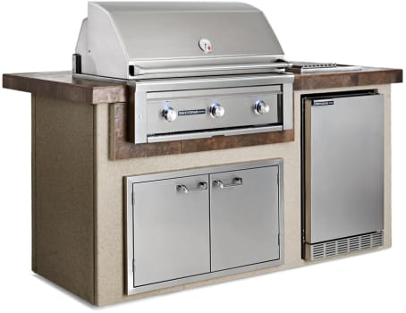 Lynx L1600CNG 36 Inch Sedona Island Package with 36 Inch Grill with ProSear 4.1 cu. ft. Refrigerator Single Side Burner and 36 Inch Double Door Storage Access Contemporary Gray Natural Gas