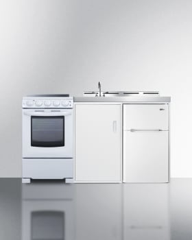 Summit ACK60ELSTW 60 Inch All-in-One Kitchenette with Electric Range ...