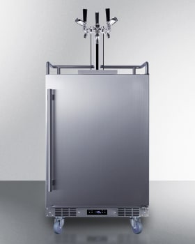 Summit Commercial Series BC74OSCOMTRIPLE - 24 Inch Built-In Outdoor Commercial Beer Kegerator (Casters Included - Ship Unassembled)