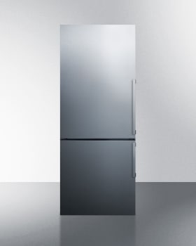 Summit Ffbf287ssimlhd 28 Inch Counter Depth Bottom Freezer Refrigerator With Adjustable Glass Shelves Wine Shelf Crisper Drawer Adjustable Door Storage Frost Free Operation Cfc Free Open Door Alarm Reversible Doors 16 8 Cu Ft Capacity