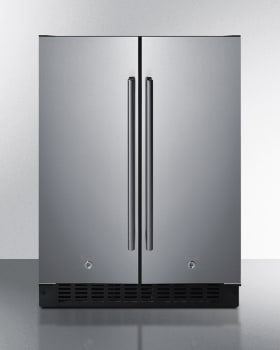 Summit FFRF24SS 24 Inch Built In Undercounter Side by Side Refrigerator with 3.78 cu. ft. Capacity 6 Adjustable Shelves Slotted Floors Sabbath Mode LED Lighting and Digital Thermostat Black Cabinet