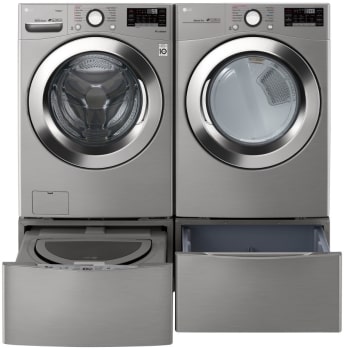Lg Lgwadrev37003 Side By Side On Sidekick Pedestals Washer Dryer Set With Front Load Washer And Electric Dryer In Graphite Steel