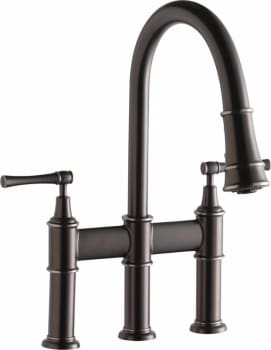 Elkay Explore Collection LKEC2037AS - Three Hole Bridge Faucet with Pull-down Spray and Lever Handles