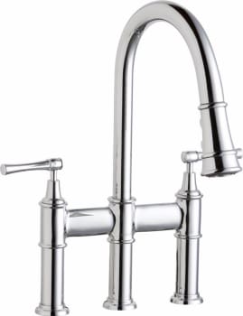 Elkay Lkec2037cr Double Lever Pull Down Kitchen Faucet With 9 1 4 Elkay Explore Collection Lkec2037cr Chrome Front View