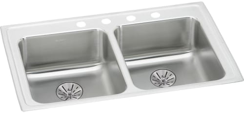 Elkay Lustertone Collection LRAD292265PD4 - 33 Inch Double Basin Drop-In Sink with ADA Compliance