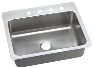 Elkay Lsr2722pd4 27 Inch Drop In Undermount Stainless Steel Kitchen Sink With 8 Inch Bowl Depth 18 Gauge Sound Guard Lustrous Highlighted Satin Finish Slim Rim And Perfect Drain 4 Faucet Holes