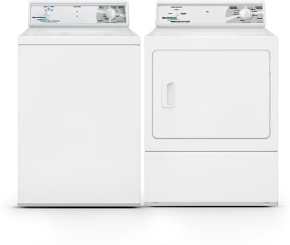 Speed Queen Top Load LWN432SP115TW01 26 Inch Washer with LDG30RGS113TW01 27  Inch Gas Dryer Commercial Laundry Pair in White