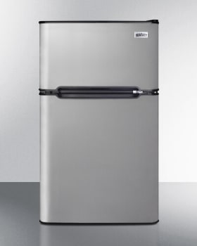 Summit CP34BSS 19 Inch Top Freezer Refrigerator with 3.2 cu. ft. Capacity,  Two Door Design, Dispense-A-Can Storage, Adjustable Glass Shelves, Crisper,  Cycle Defrost, CARB Compliant, and Energy Star Qualified