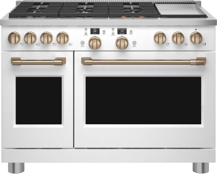 Cafe Professional Series C2Y486P4TW2 - 48" Dual-Fuel Commercial-Style Range with 6 Burners and Griddle