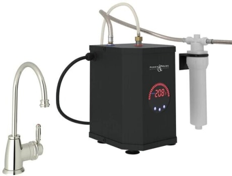 Rohl Michael Berman Collection MBKIT7945LMPN2 - Gotham C-Spout Hot Water Faucet Tank And Filter Kit - Polished Nickel With Metal Lever Handle