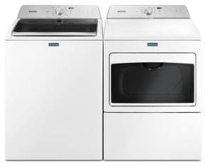 Maytag MAWADREW15 Side by Side Washer Dryer Set with Top Load Washer and Electric Dryer in White