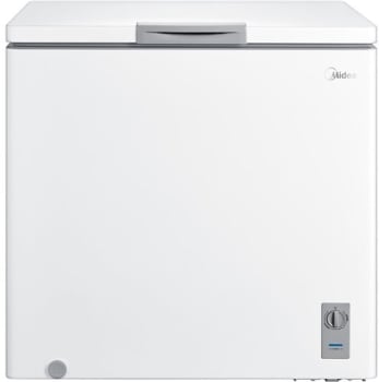 Midea MRC07M4AWW 33 Inch Chest Freezer with 7.0 Cu. Ft. Capacity Removable Storage Basket Mechanical Temperature Control Multi Angle Hinge and Garage Ready Design
