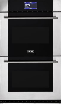 Viking Mvdoe630ss 30 Inch Electric Double Wall Oven With Thermal Convection 10 Pass Broiler With Heat Reflector Digital Meat Thermometer Halogen Interior Lighting Timer Self Cleaning And Porcelainized Cooking Surface Stainless Steel