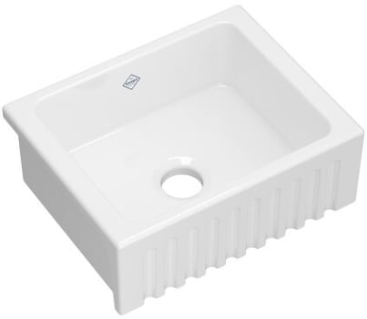 Rohl BL2418WH - 18 Inch Single Bowl Farmhouse Apron Front Fireclay Kitchen Sink with 3 1/2" Drain Connection
