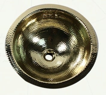 Nantucket Sinks Brightwork Home Collection ROB - 13 Inch Hand Hammered Brass Round Undermount Bar Room Sink with Drain Opening