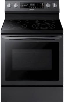 Samsung Ne59r6631sg Freestanding Electric Range With 5 Element Flexible Cooktop True Convection Oven Rapid Boil Triple Ring Element Steam Clean Self Clean Touch Controls Warming Center Storage Drawer Wide View Window 3 Baking
