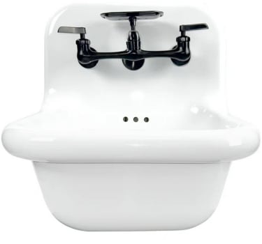 Nantucket Sinks NSVC16WWMBFCT - 16 1/2 Inch Fireclay Wallmount Bathroom Sink with 6 1/4 Inch Bowl Depth