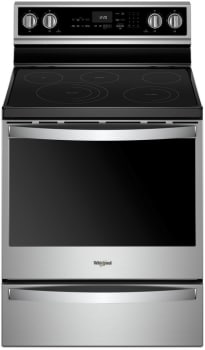 Whirlpool Wfe975h0hz 30 Inch Freestanding Electric Range With True Convection Scan To Cook Voice Control Temperature Sensor Frozen Bake Flexheat Elements Party Mode Rapid Preheat Scan To Connect Aqualift 5 Heating Elements 6 4 Cu Ft