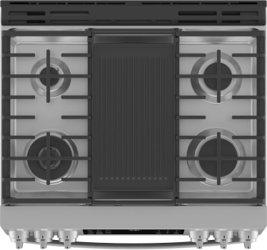 GE P2S930YPFS 30 Inch Dual Fuel Smart Range with 5 Sealed Burners, 5.7