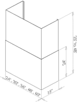 Trade-Wind P7200 Series PDC7272 - 2 Piece Ceiling Duct Cover Extension For Pyramid Style - 10 to 12 Foot