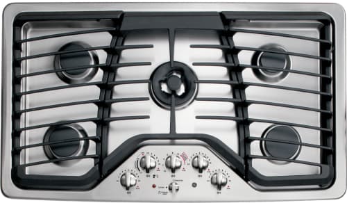 Ge Pgp986setss 36 Inch Gas Cooktop With 5 Sealed Burners 20 000 Btu Ge Profile Pgp986setss Front View