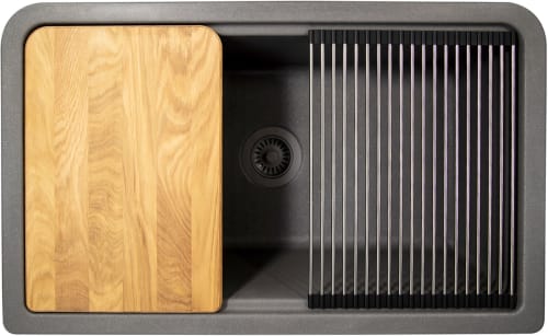 Nantucket Sinks PR3320APSTI - 33" Granite Composite Reversible Farmhouse Kitchen Sink with Accessory 2