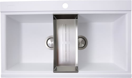 Nantucket Sinks Plymouth Collection PR3420PSW - 34 Inch Top Mount Double Bowl Kitchen Sink with Colander
