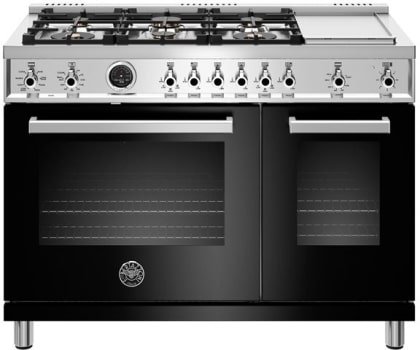 Bertazzoni Prof486gdfsnet 48 Inch Dual Fuel Range With 6 Brass Burners Double Oven 7 0 Cu Ft Total Oven Capacity Continuous Cast Iron Grates Convection Self Clean Electric Griddle Power Burners And Csa