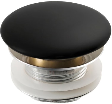 Kraus Viva Series PU20GBL - Pop-Up Drain with Porcelain Ceramic Top for Bathroom Sink without Overflow in Gloss Black