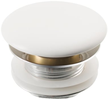 Kraus Viva Series PU20GWH - Pop-Up Drain with Porcelain Ceramic Top for Bathroom Sink without Overflow in Gloss White