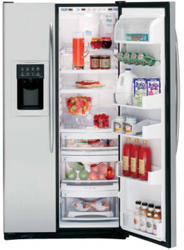 Ge Psc23sgrss 22 6 Cu Ft Arctica Side By Side Counter Depth Refrigerator With Customcool Technology Slide N Store Freezer Baskets Stainless Steel