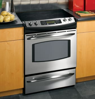 GE JS905SKSS 30 Inch Slide-in Electric Range with 5 Radiant Elements ...