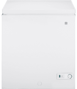GE FCM5SUWW 5.0 cu. ft. Chest Freezer with Manual Defrost Lift Out and Sliding Bulk Storage Baskets and Power On Indicator Light