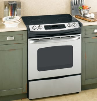 Ge Jsp42snss 30 Inch Slide In Cleandesign Electric Range With 4 Ge Jsp42snss Stainless Steel