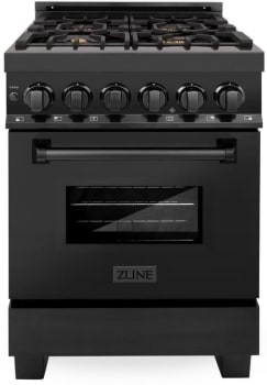 ZLINE RABBR24 - Professional Black Stainless Dual Fuel Range with Brass Burners