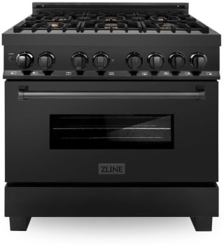ZLINE RABBR36 - Professional Black Stainless Dual Fuel Range with Brass Burners