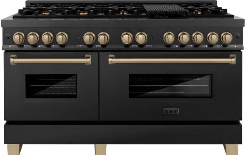 ZLINE Autograph Edition RABZ60CB - 60 Inch Pro-Style Double Oven Dual Fuel Range