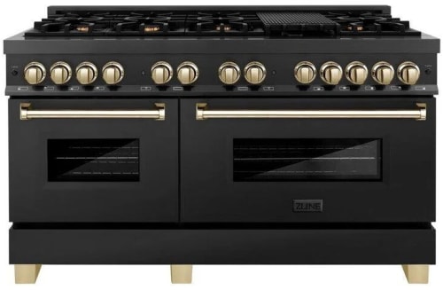 ZLINE RABZ60G 60 Inch Pro-Style Double Oven Dual Fuel Range with 9 ...