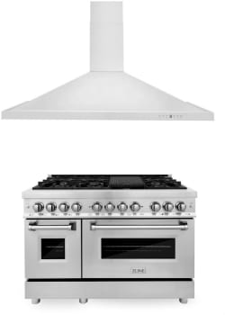 ZLINE RAKB48 48 Inch Pro-Style Double Oven Dual Fuel Range with 7