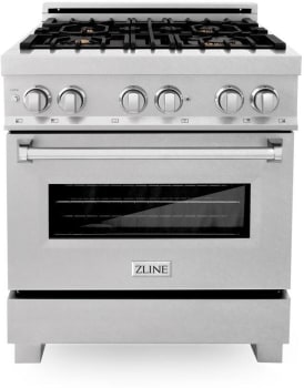 ZLINE RASSNBR30 - Professional DuraSnow® Stainless Steel Dual Fuel Range with Brass Burners