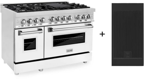 ZLINE RAWMGR48 - 48 Inch Pro-Style Double Oven Dual Fuel Range with Reversible Griddle